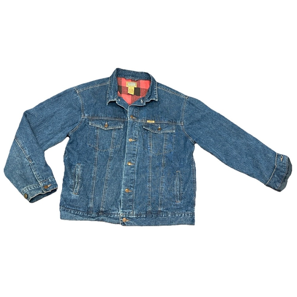 Schmidt Workwear Mens XXL Blue Denim Flannel Lined Trucker Jacket Heavyweight